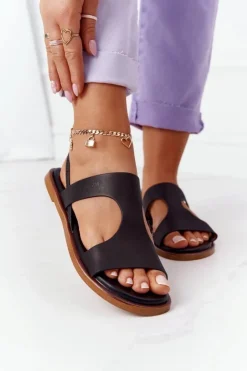 Discount Big Star Shoes Skórzane Sandały Ze Ściągaczem Big Star HH274715 Czarne