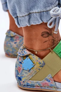 Best Maciejka Skórzane Sandały Ze Ściągaczem 03375-34 Niebieskie