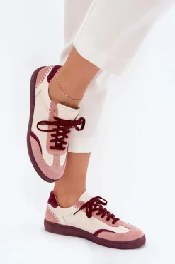 Damskie Zazoo Skórzane Sneakersy Damskie N1202 Różowe