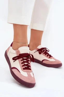 Damskie Zazoo Skórzane Sneakersy Damskie N1202 Różowe