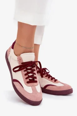 Damskie Zazoo Skórzane Sneakersy Damskie N1202 Różowe