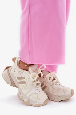 Outlet GOE Skórzane Sneakersy Damskie RR2N4037 Beżowe Beżowy