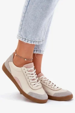 Zazoo Buty Sportowe Na Platformie|Sneakersy Damskie*Skórzane Sneakersy Damskie N1220 Beżowe Beżowy