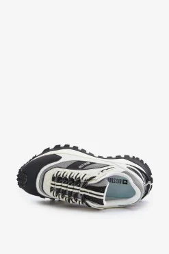 Damskie Big Star Shoes Skórzane Sneakersy Damskie Na Platformie Big Star OO274A220 HI-POLY SYSTEM Biało-Czarne