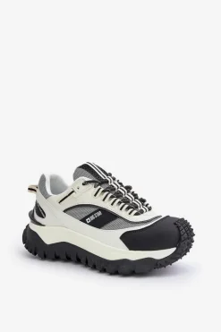 Damskie Big Star Shoes Skórzane Sneakersy Damskie Na Platformie Big Star OO274A220 HI-POLY SYSTEM Biało-Czarne