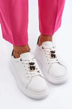 Damskie Buty damskie Vinceza Skórzane Sneakersy Damskie Z Misiem Białe Mirven