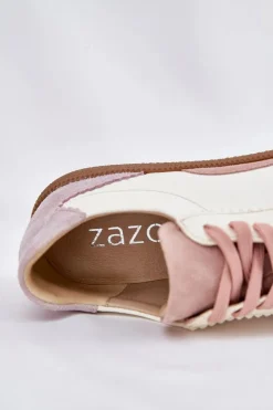 Outlet Zazoo Skórzane Sneakersy Damskie N1220 Białe Biały