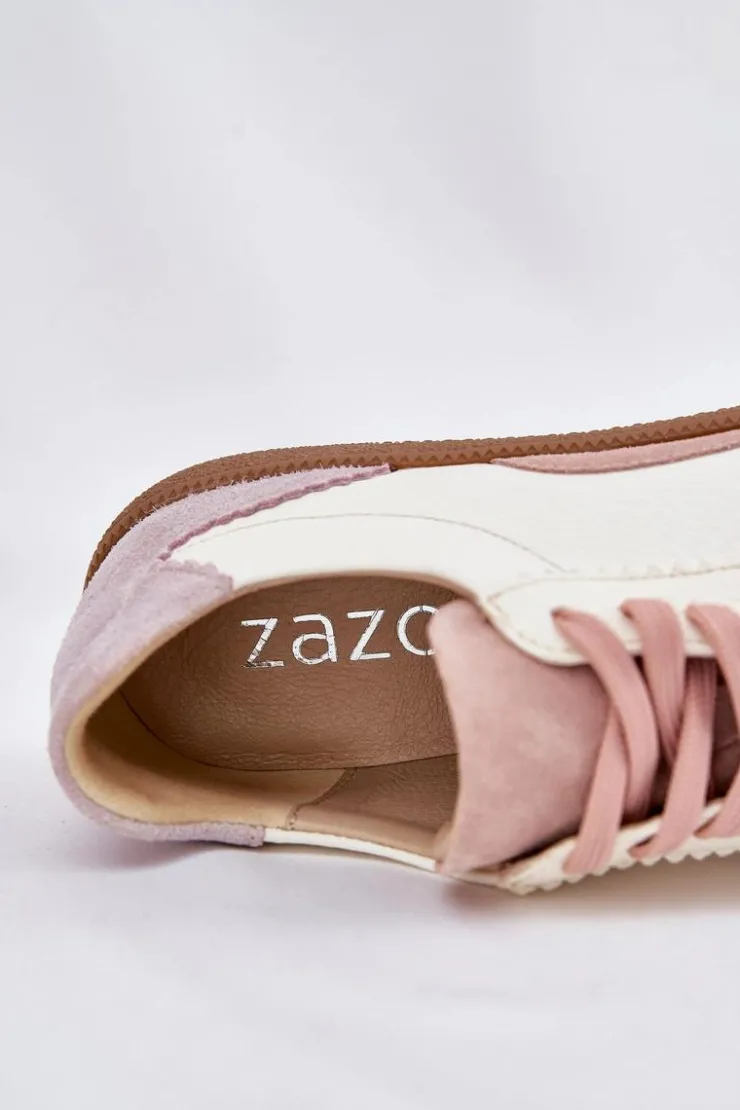 Outlet Zazoo Skórzane Sneakersy Damskie N1220 Białe Biały