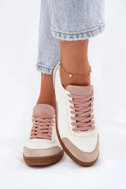 Outlet Zazoo Skórzane Sneakersy Damskie N1220 Białe Biały