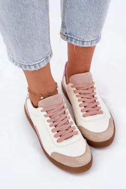 Outlet Zazoo Skórzane Sneakersy Damskie N1220 Białe Biały