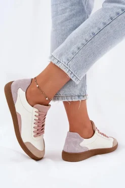 Outlet Zazoo Skórzane Sneakersy Damskie N1220 Białe Biały