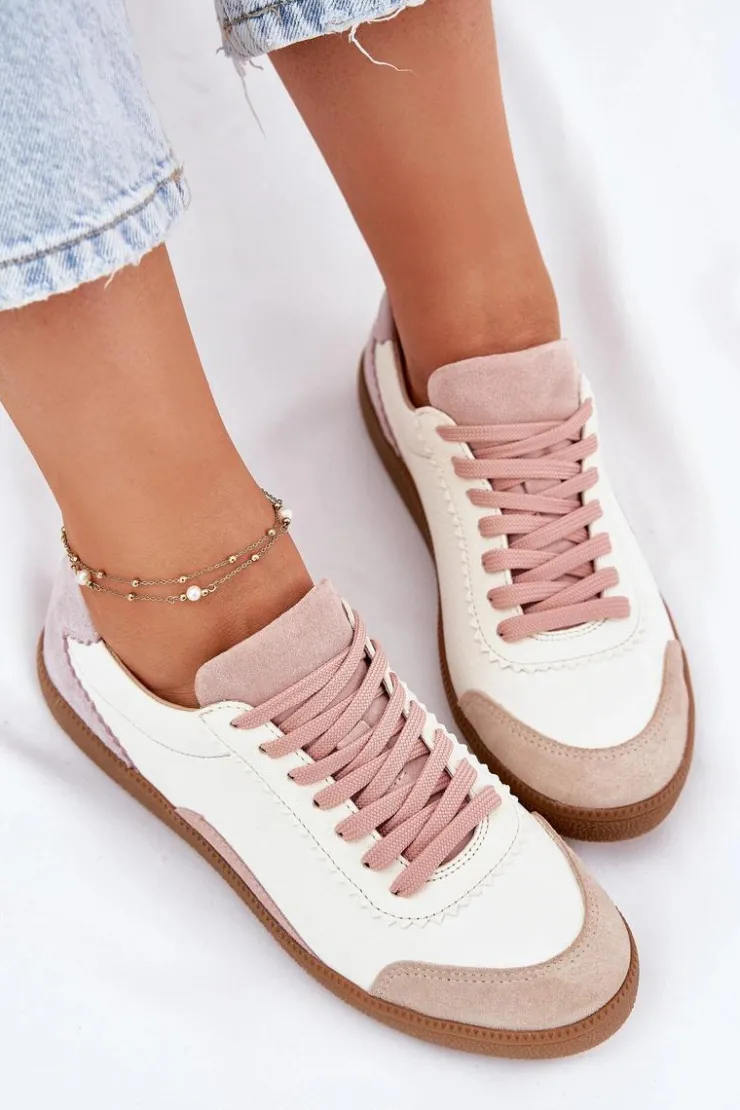 Outlet Zazoo Skórzane Sneakersy Damskie N1220 Białe Biały