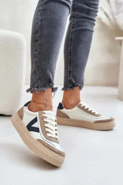 Buty damskie Vinceza Sneakersy Damskie*Skórzane Sneakersy Damskie Vinceza 7923 Beżowe