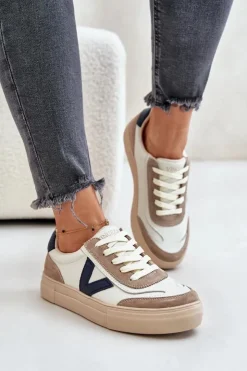 Buty damskie Vinceza Sneakersy Damskie*Skórzane Sneakersy Damskie Vinceza 7923 Beżowe