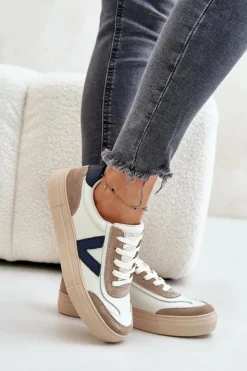 Buty damskie Vinceza Sneakersy Damskie*Skórzane Sneakersy Damskie Vinceza 7923 Beżowe