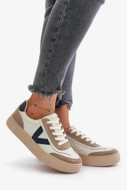 Buty damskie Vinceza Sneakersy Damskie*Skórzane Sneakersy Damskie Vinceza 7923 Beżowe