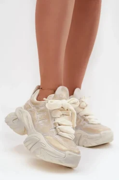 GOE Sneakersy Damskie*Skórzane Sneakersy Damskie SS2N4009 Złote