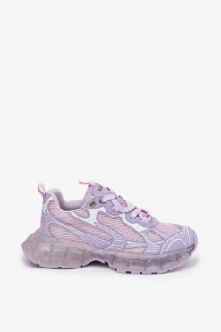 New GOE Skórzane Sneakersy Damskie RR2N4081 Fioletowe Fioletowy
