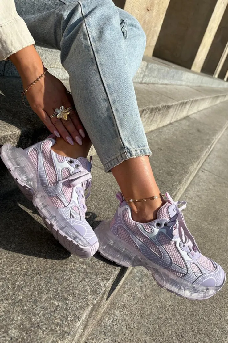 New GOE Skórzane Sneakersy Damskie RR2N4081 Fioletowe Fioletowy