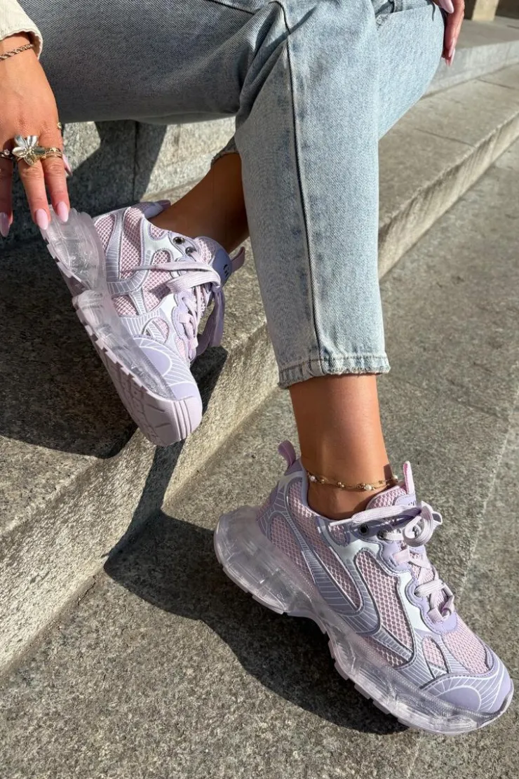 New GOE Skórzane Sneakersy Damskie RR2N4081 Fioletowe Fioletowy