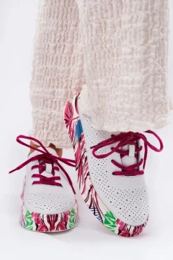 Damskie Buty damskie Vinceza Skórzane Sneakersy Damskie Na Wzorzystej Platformie Vinceza 88017 Białe