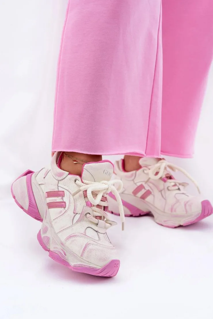 Damskie GOE Skórzane Sneakersy Damskie RR2N4038 Różowe