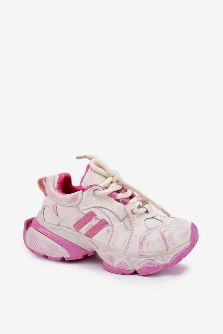 Damskie GOE Skórzane Sneakersy Damskie RR2N4038 Różowe