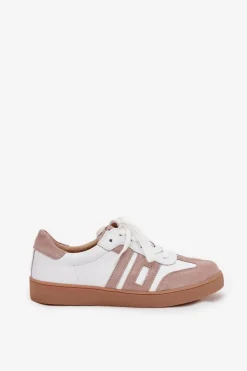 Buty damskie Vinceza Sneakersy Damskie*Skórzane Sneakersy Damskie Vinceza 79557 Biało-Beżowe Biały