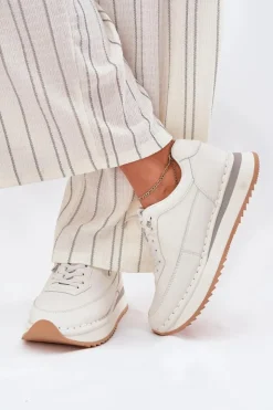 Damskie Big Star Shoes Skórzane Sneakersy Damskie Na Platformie Big Star RR274A333 Białe