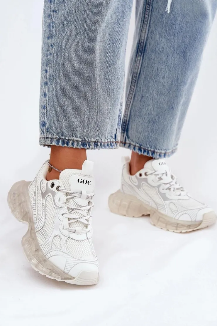 Damskie GOE Skórzane Sneakersy Damskie RR2N4083 Beżowe