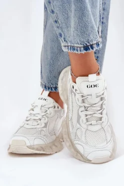 Damskie GOE Skórzane Sneakersy Damskie RR2N4083 Beżowe