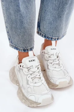 Damskie GOE Skórzane Sneakersy Damskie RR2N4083 Beżowe