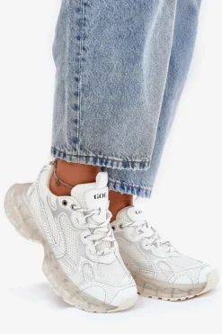 Damskie GOE Skórzane Sneakersy Damskie RR2N4083 Beżowe