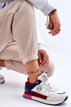 Hot Big Star Shoes Skórzane Sneakersy Memory Foam System Big Star LL274369 Biało-Czerwone