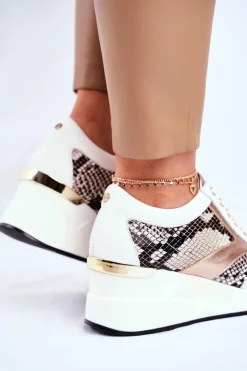 GOE Skórzane Sneakersy Na Koturnie GG2N3045 Białe