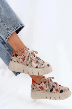 Sale Maciejka Skórzane Sneakersy Na Platformie 06891-18 Beżowe