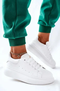 Damskie Boto Skórzane Sportowe Buty Na Platformie Białe Lemmy