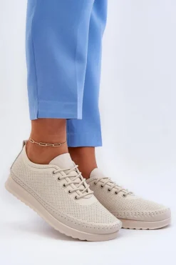 Buty damskie Vinceza Sneakersy Damskie*Skórzane Sportowe Buty Trampki Damskie Beżowe Lalnai Beżowy