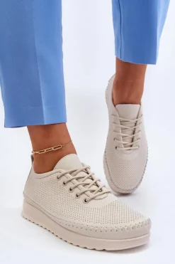 Buty damskie Vinceza Sneakersy Damskie*Skórzane Sportowe Buty Trampki Damskie Beżowe Lalnai Beżowy