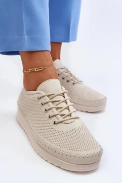 Buty damskie Vinceza Sneakersy Damskie*Skórzane Sportowe Buty Trampki Damskie Beżowe Lalnai Beżowy