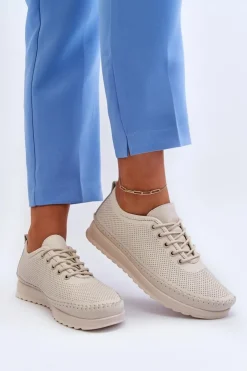 Buty damskie Vinceza Sneakersy Damskie*Skórzane Sportowe Buty Trampki Damskie Beżowe Lalnai Beżowy