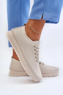 Buty damskie Vinceza Sneakersy Damskie*Skórzane Sportowe Buty Trampki Damskie Beżowe Lalnai Beżowy