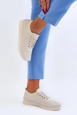 Buty damskie Vinceza Sneakersy Damskie*Skórzane Sportowe Buty Trampki Damskie Beżowe Lalnai Beżowy