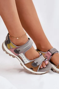 Artiker Sandały Płaskie*Skórzane Sportowe Sandały Damskie 54C1293 Multikolor