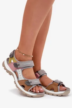 Artiker Sandały Płaskie*Skórzane Sportowe Sandały Damskie 54C1293 Multikolor