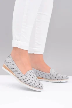 Boto Skórzane Szare Polskie Baleriny Lordsy Gabi