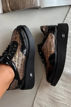 Artiker Buty Sportowe Na Platformie|Półbuty Skórzane*Skórzane Sznurowane Półbuty Damskie Na Platformie 57C2044 Czarne Czarny