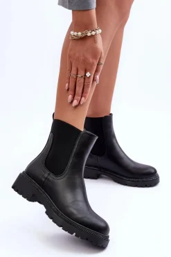 Online Boto Skórzane Sztyblety Botki Damskie Czarne Crowder