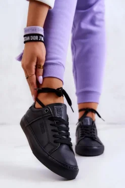 Damskie Big Star Shoes Skórzane Tenisówki Big Star JJ274214 Czarne