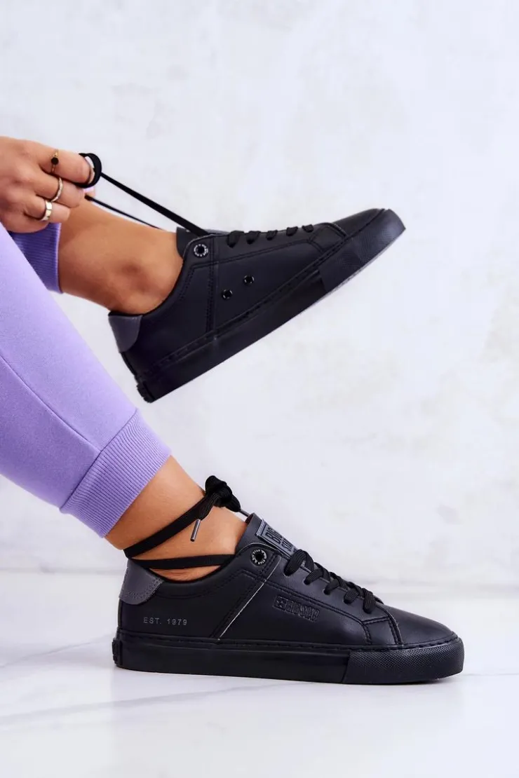 Damskie Big Star Shoes Skórzane Tenisówki Big Star JJ274214 Czarne